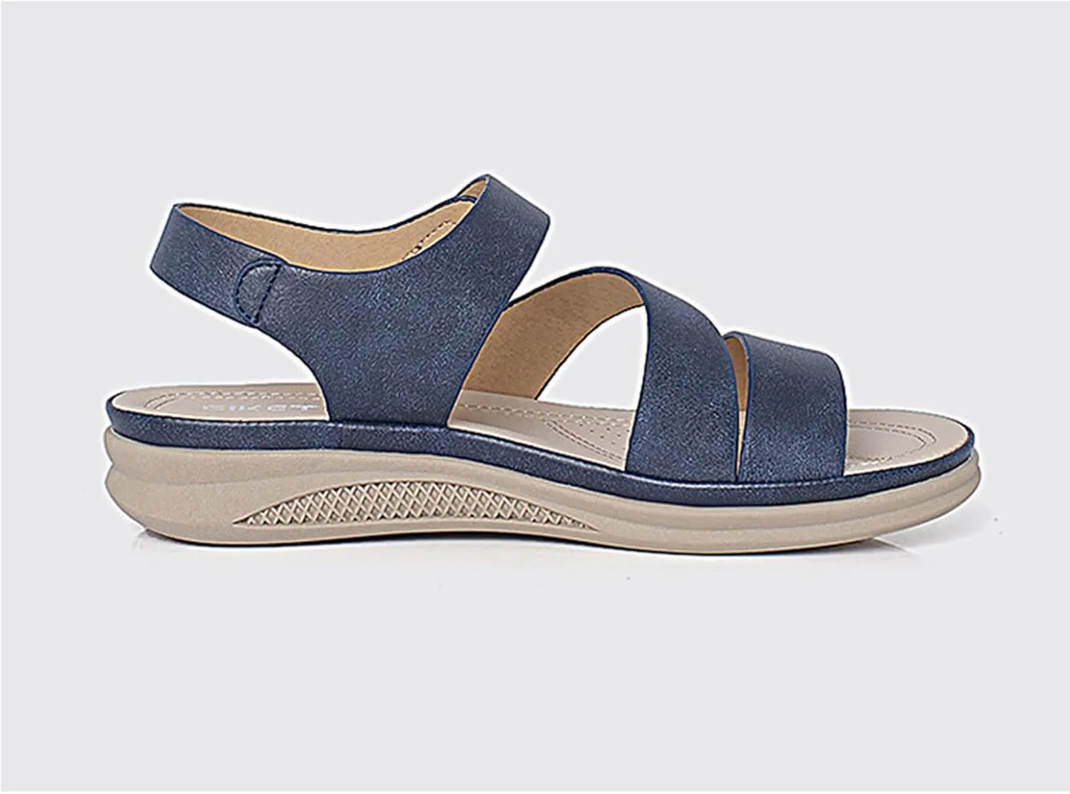 Womens Orthopedic Wedge Sandals Comfortable Slip on Platform Sandals, Summer Two Bands Open Toe Walking Wedges Casual Hollow Out Buckle Breathable Shoes