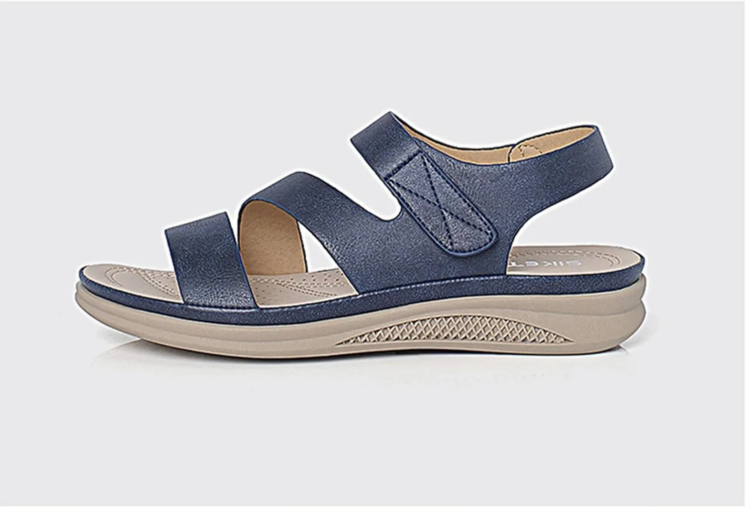 Womens Orthopedic Wedge Sandals Comfortable Slip on Platform Sandals, Summer Two Bands Open Toe Walking Wedges Casual Hollow Out Buckle Breathable Shoes