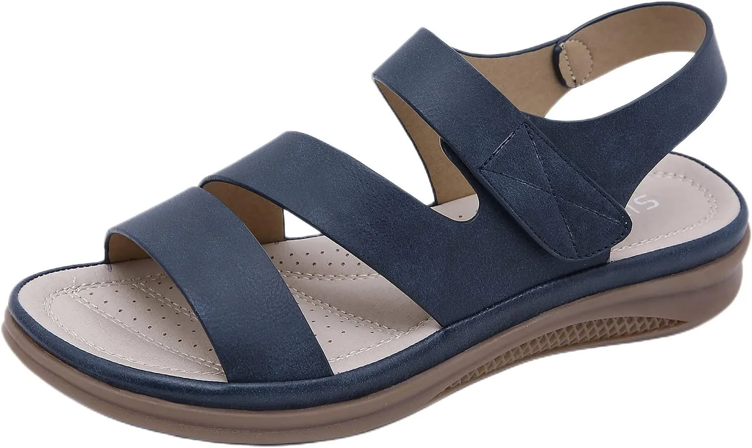 Womens Orthopedic Wedge Sandals Comfortable Slip on Platform Sandals, Summer Two Bands Open Toe Walking Wedges Casual Hollow Out Buckle Breathable Shoes