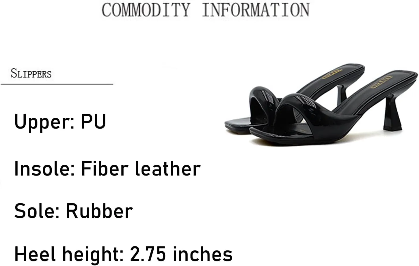 Women's Patent Leather One-Strap Low-Heeled Slip-On Fashion Sandals Sexy Square Open Toe Comfortable Mid-Heel Non-Slip Party Wedding Formal Mules