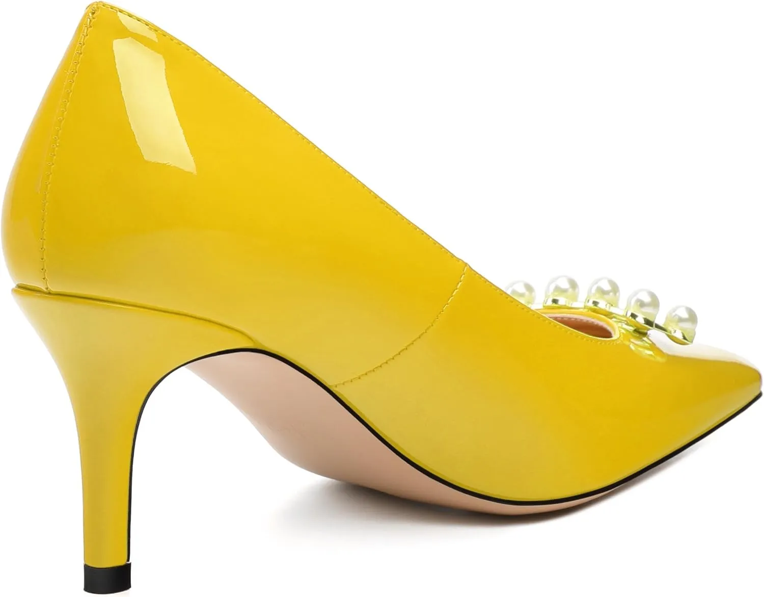 Women's Pearl Heels Pumps, Fashion Pointed Toe High Stiletto Heels Wedding Prom Dress Shoes for Women