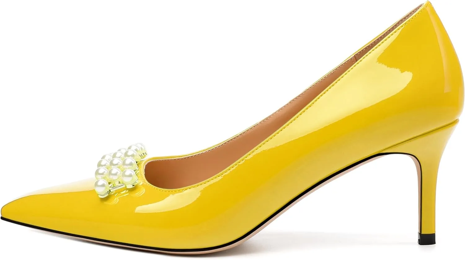 Women's Pearl Heels Pumps, Fashion Pointed Toe High Stiletto Heels Wedding Prom Dress Shoes for Women