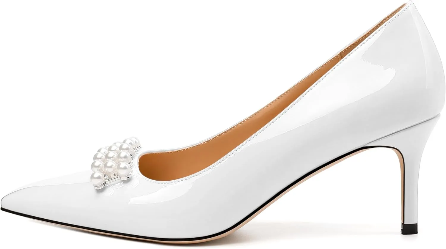 Women's Pearl Heels Pumps, Fashion Pointed Toe High Stiletto Heels Wedding Prom Dress Shoes for Women