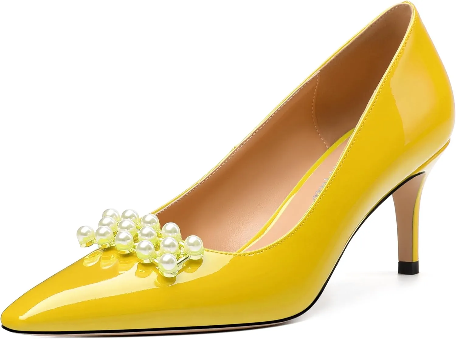 Women's Pearl Heels Pumps, Fashion Pointed Toe High Stiletto Heels Wedding Prom Dress Shoes for Women