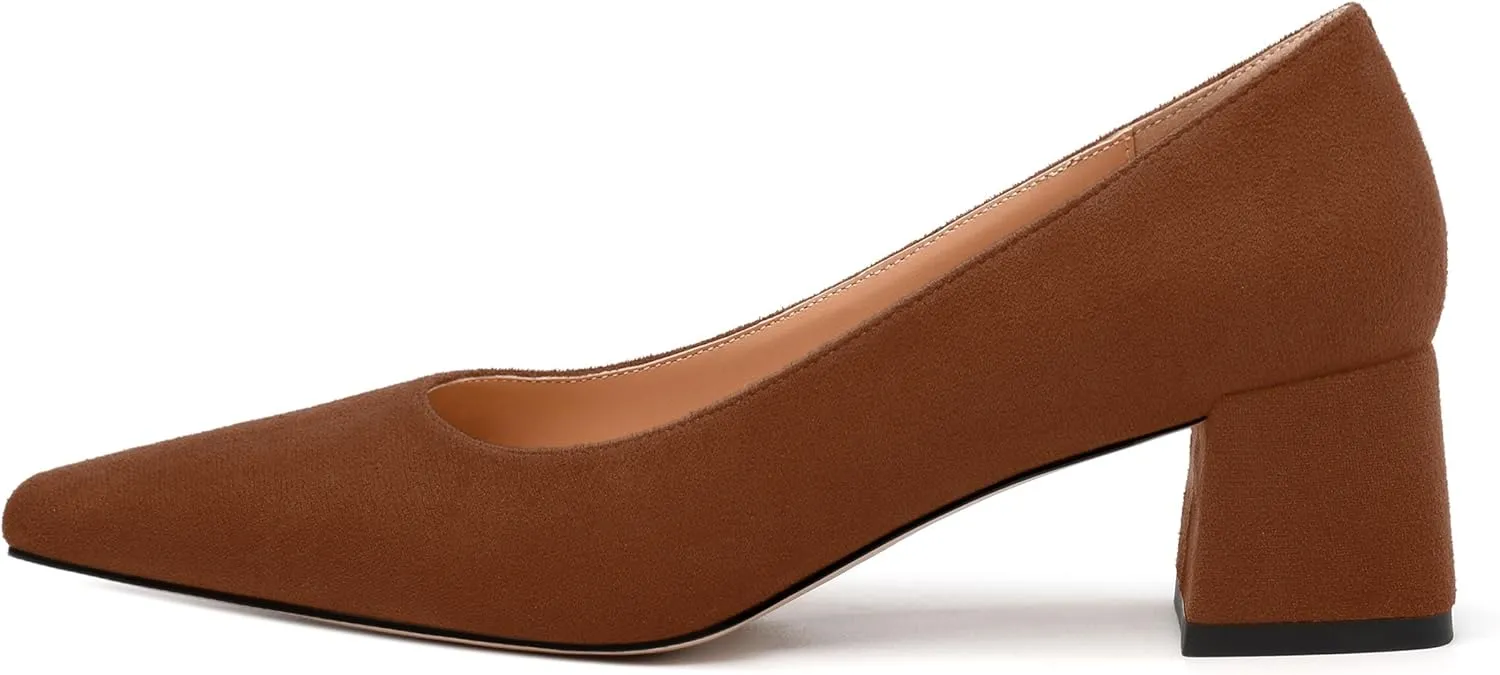 Women’s Pumps, Chunky Low Block Heels Square Closed Toe Dress Pumps Shoes for Women