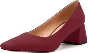 Women’s Pumps, Chunky Low Block Heels Square Closed Toe Dress Pumps Shoes for Women