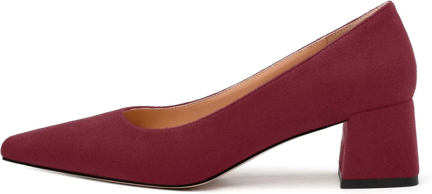Women’s Pumps, Chunky Low Block Heels Square Closed Toe Dress Pumps Shoes for Women