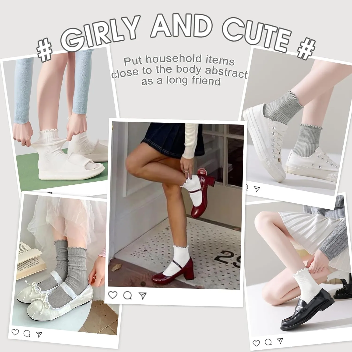 Womens Ruffle Ankle Socks Cute Lettuce Edge Crew Socks for Women 6-8 Pairs