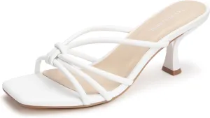 Women's Strappy Square Open Toe Kitten Heels Sandals Knotted Design Summer Fashion Slip On Mule Style