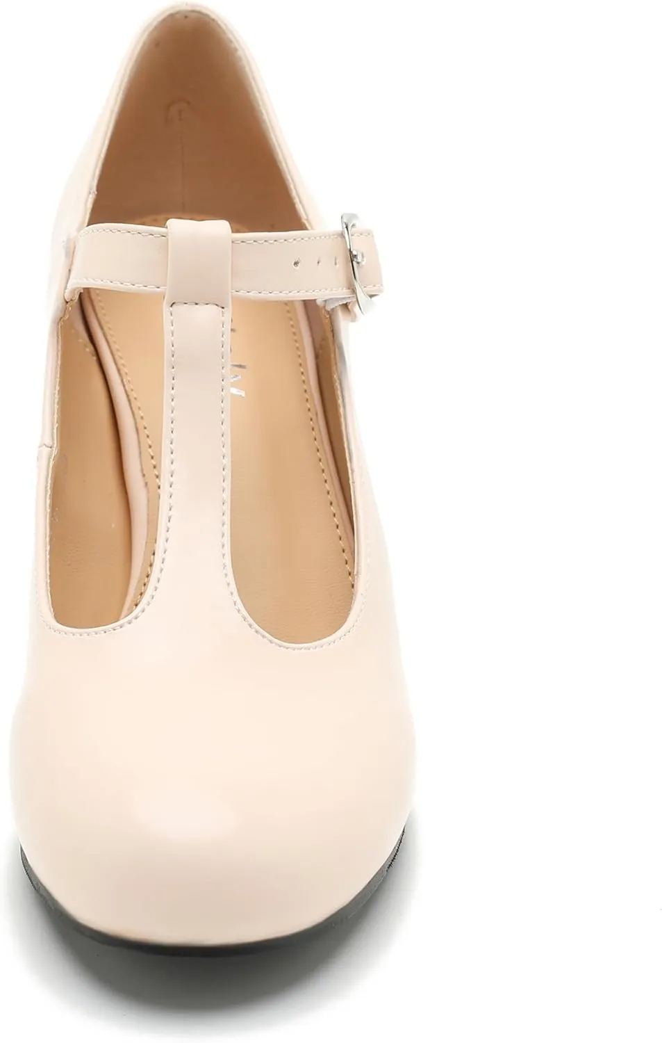 Women's T Strap Mary Jane Chunky Heel Low Block Pumps Round Toe Dress Office Work Shoes