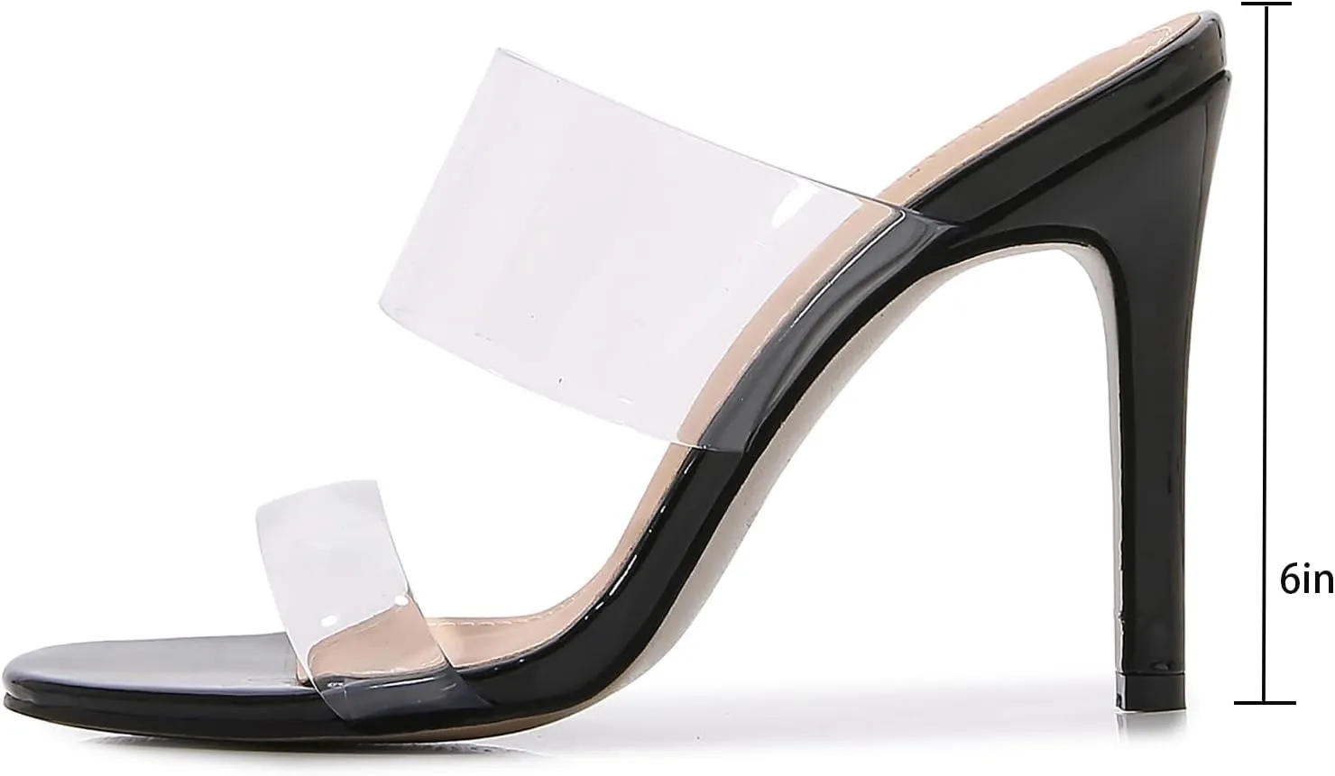 Women's Transparent Stiletto Heeled Sandals Fashion Pointed Toe Transparent Strap Slip On High Heel Mules for Parties Prom Dress Pumps