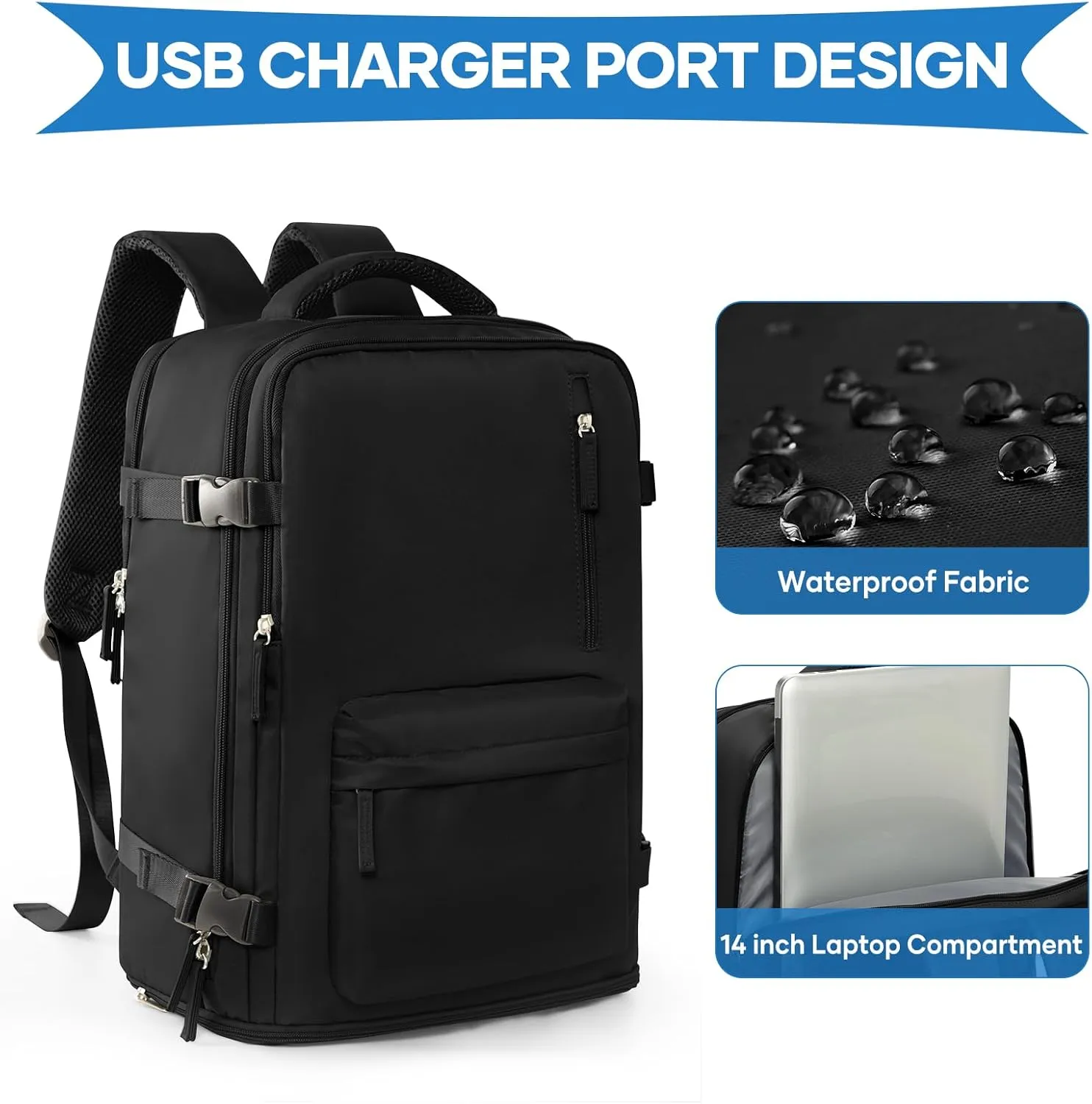 WONHOX Large Travel Backpack Carry on Flight Approved Laptop Work Business Backpack for Women Men Mochila de Viaje