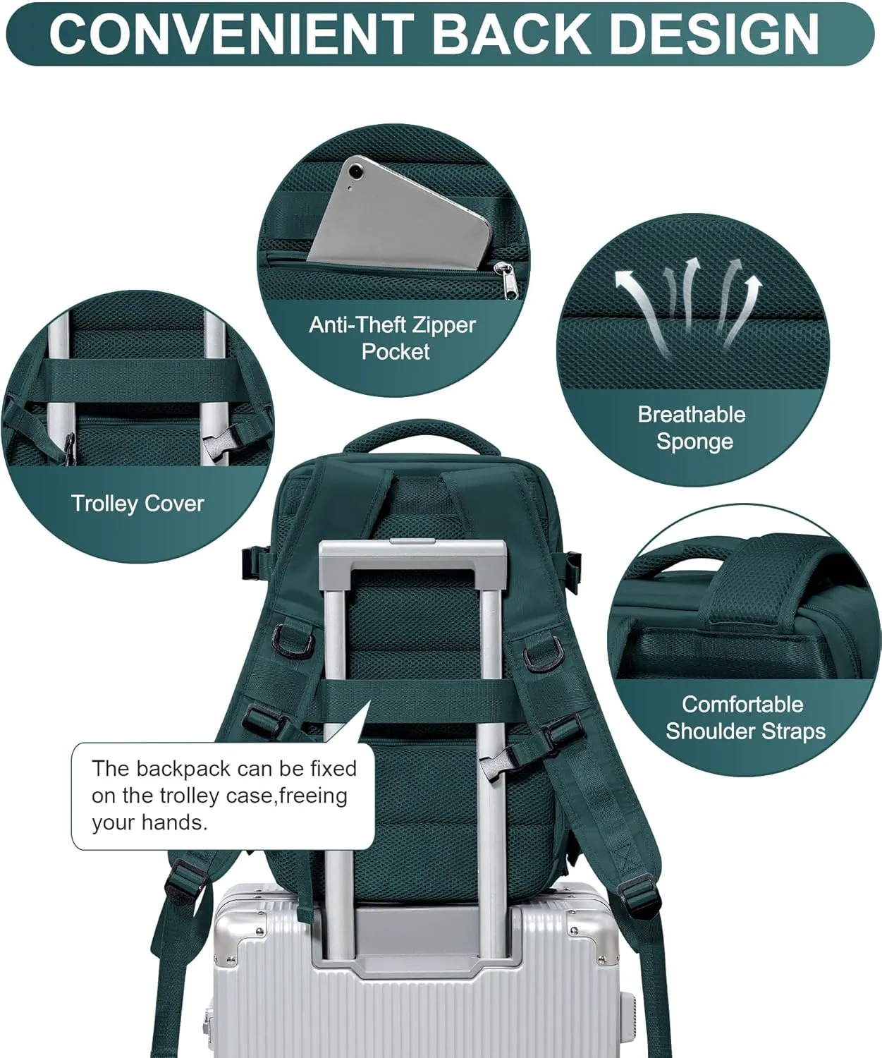 WONHOX Large Travel Backpack Carry on Flight Approved Laptop Work Business Backpack for Women Men Mochila de Viaje