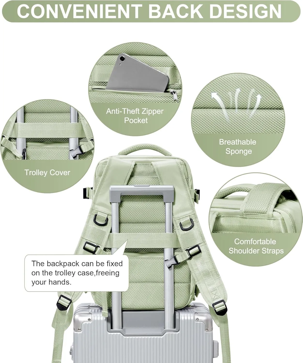 WONHOX Large Travel Backpack Carry on Flight Approved Laptop Work Business Backpack for Women Men Mochila de Viaje