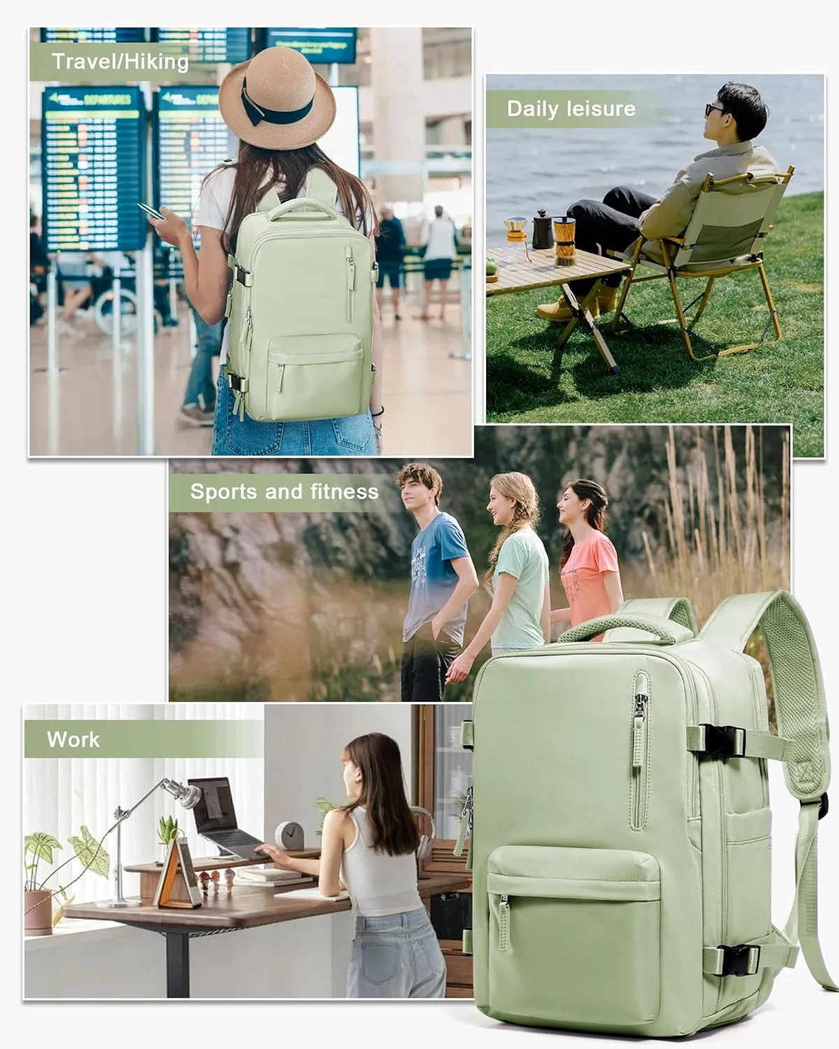 WONHOX Large Travel Backpack Carry on Flight Approved Laptop Work Business Backpack for Women Men Mochila de Viaje
