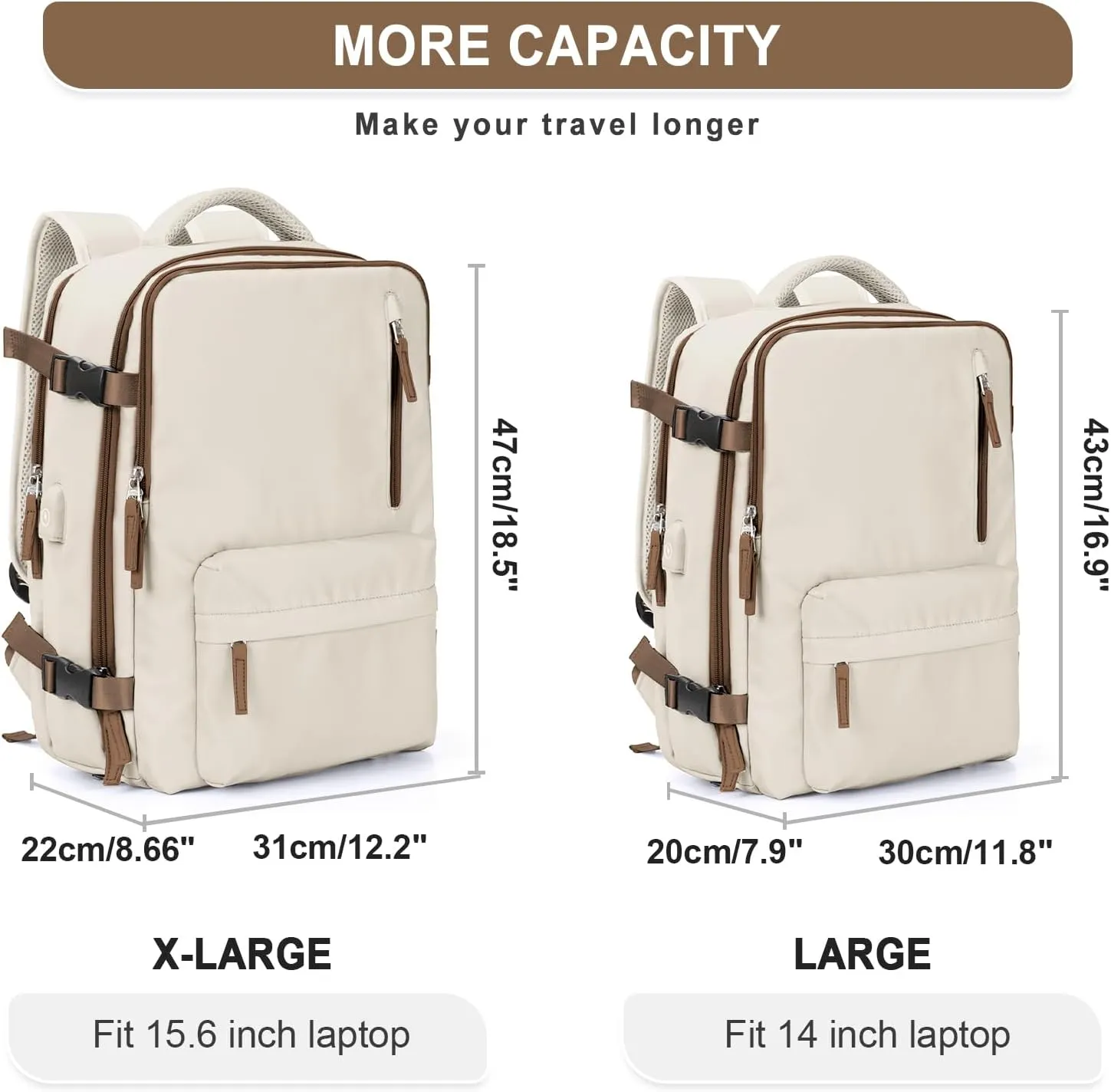 WONHOX Large Travel Backpack Carry on Flight Approved Laptop Work Business Backpack for Women Men Mochila de Viaje