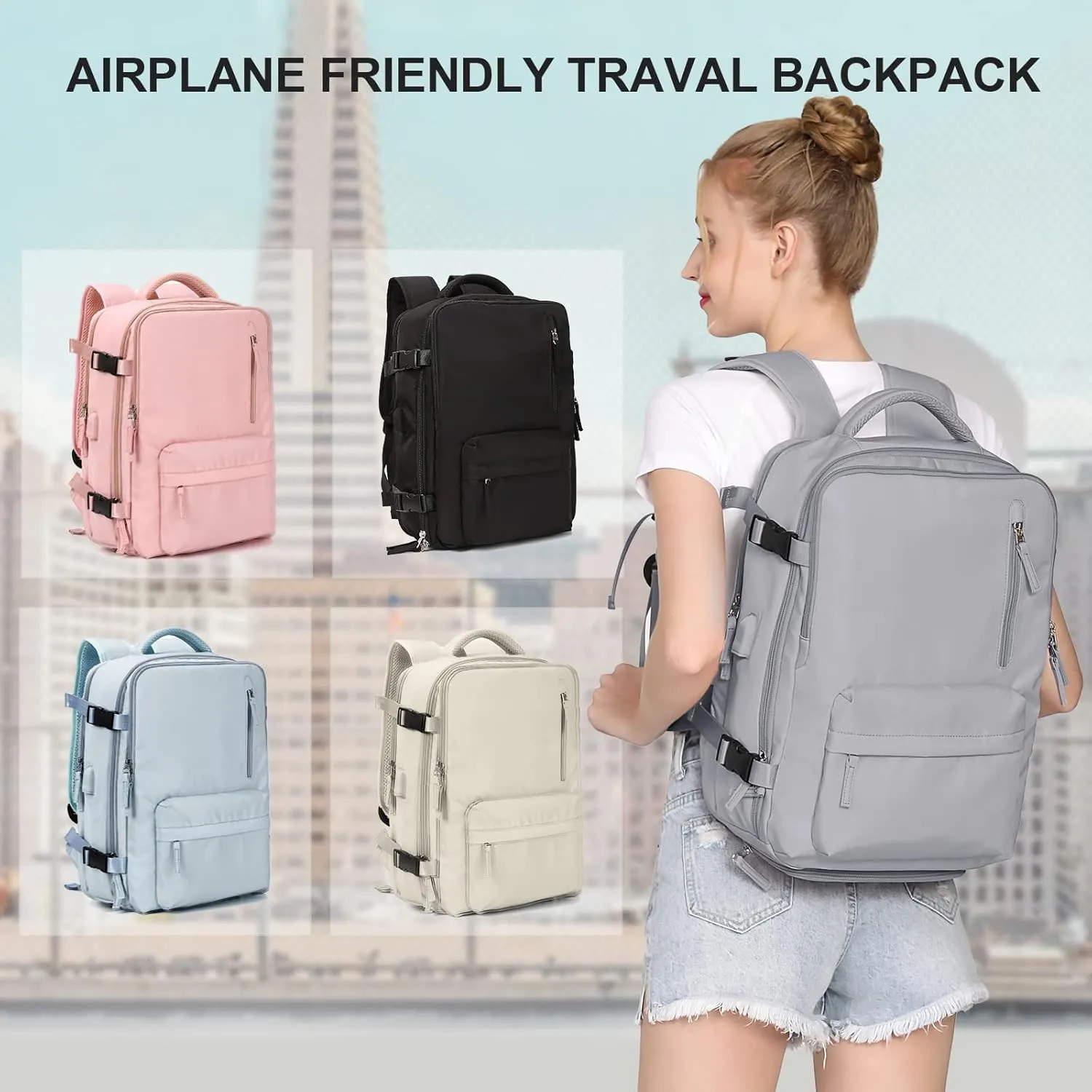 WONHOX Large Travel Backpack Carry on Flight Approved Laptop Work Business Backpack for Women Men Mochila de Viaje