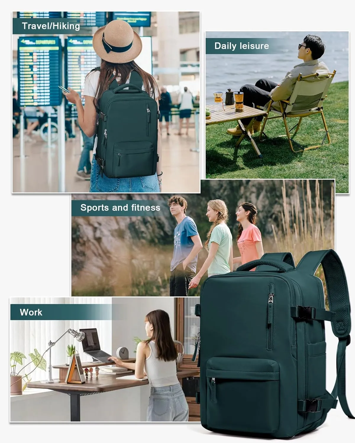 WONHOX Large Travel Backpack Carry on Flight Approved Laptop Work Business Backpack for Women Men Mochila de Viaje