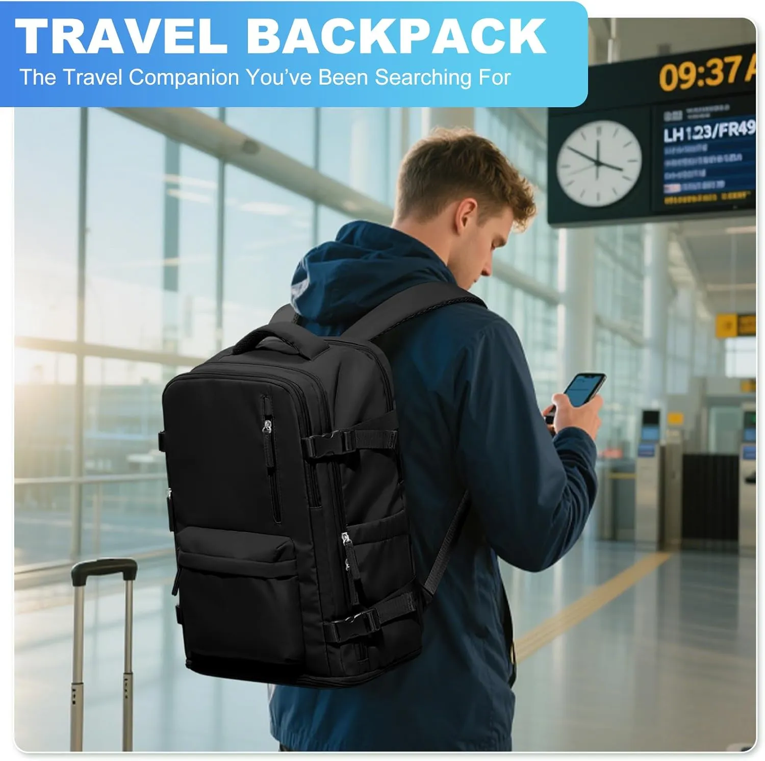 WONHOX Large Travel Backpack Carry on Flight Approved Laptop Work Business Backpack for Women Men Mochila de Viaje