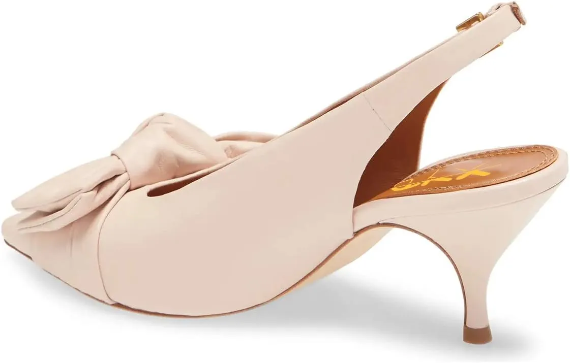 XYD Women Fashion Cute Slingback Pumps Low Kitten Heels Closed Pointed Toe Bow Knot Buckle Ankle Strap Slip On Party Dress Dating Shoes