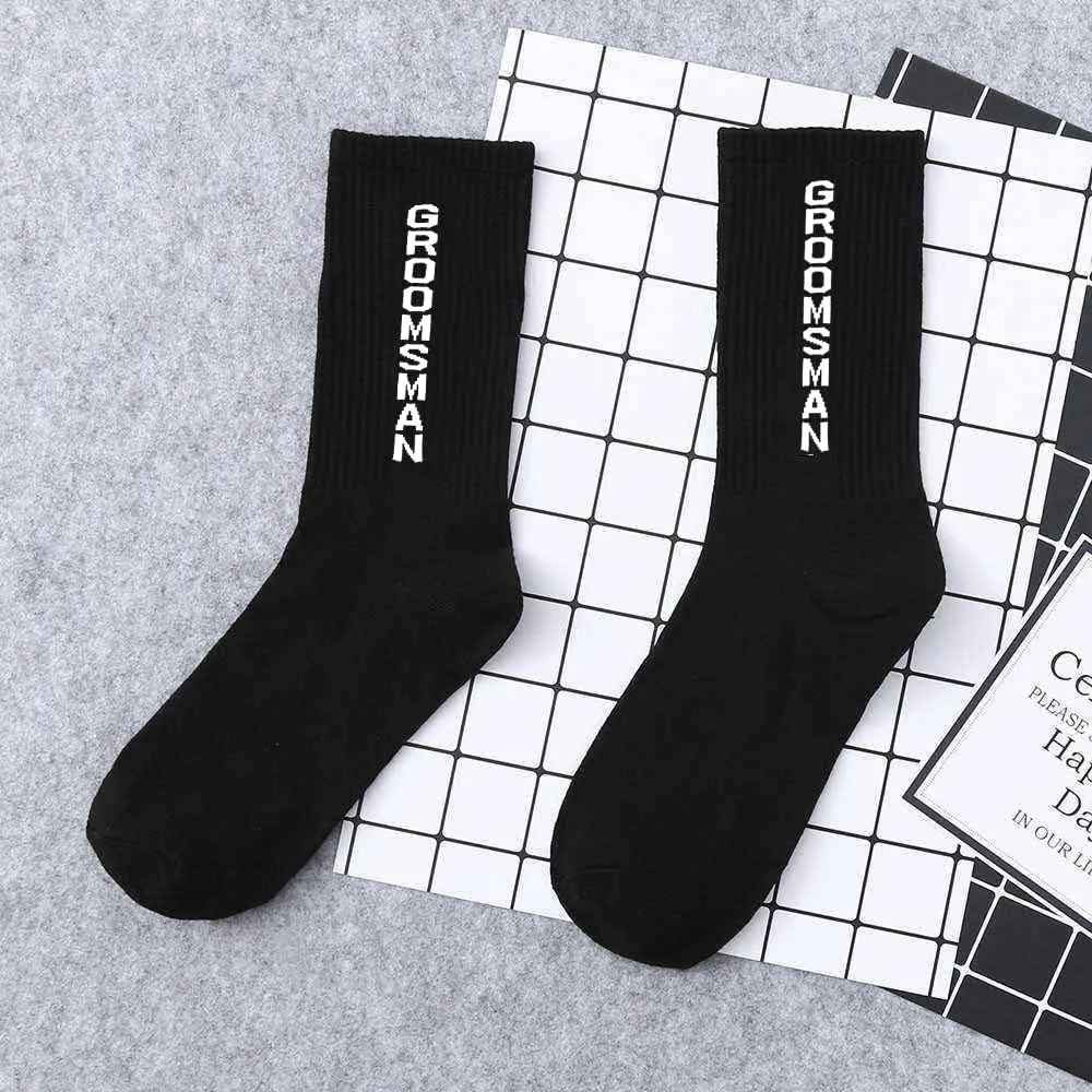 YELAIVP Groom Groomsmen Wedding Socks Best Man Crew Socks 4/6 Pairs for Men Engaged Gift