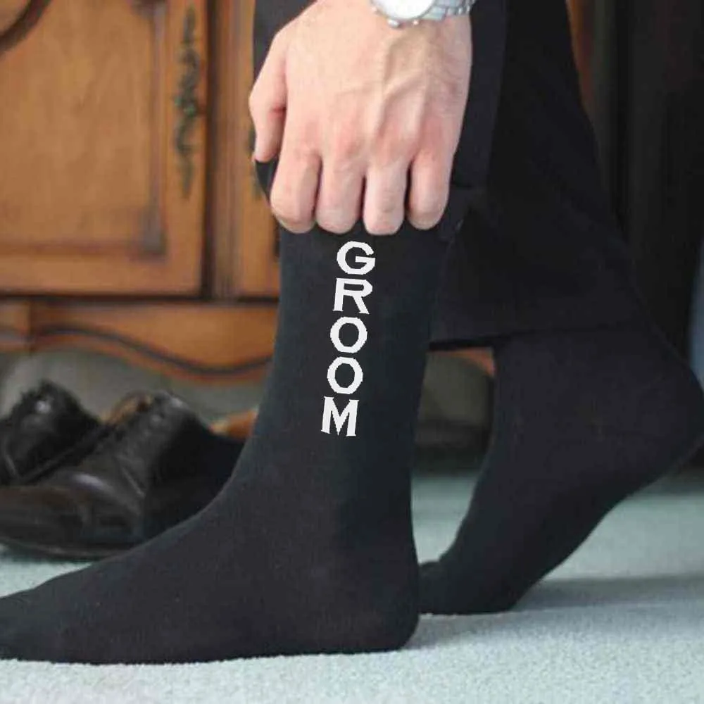 YELAIVP Groom Groomsmen Wedding Socks Best Man Crew Socks 4/6 Pairs for Men Engaged Gift