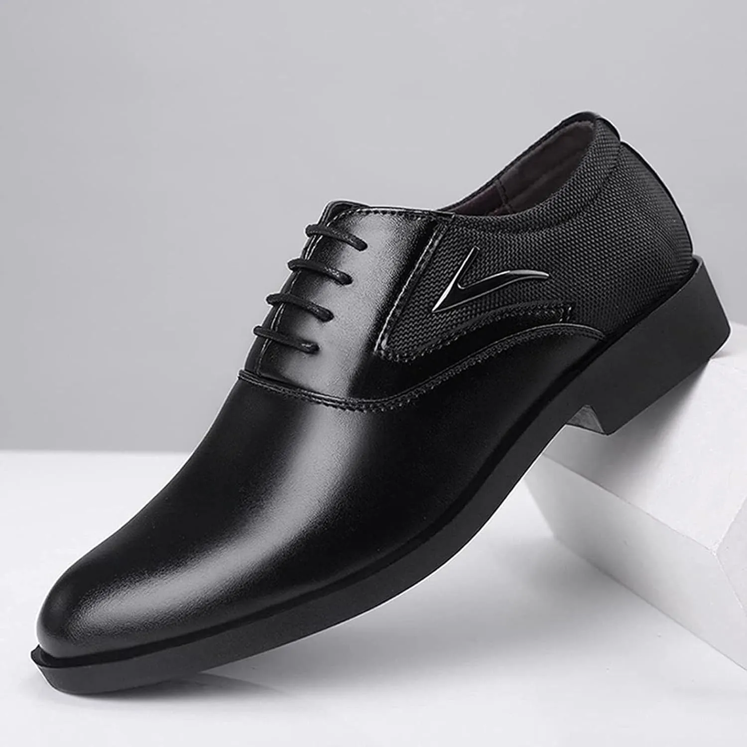 Yiozoi Men's Official Shoes Low Top Oxford Lace up Flat Wedding Party Business Office Pointed Dress