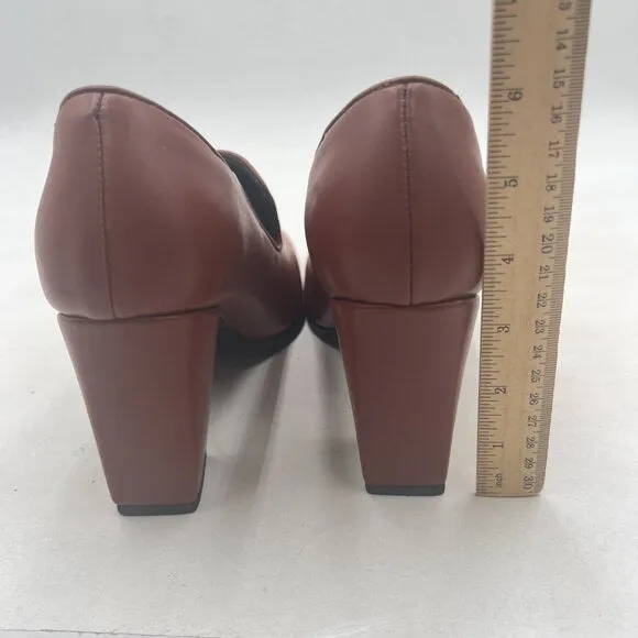 Zszszsu Brown Square Toe Loafer Pumps Chunky Heels Slip On Comfy Casual Shoes